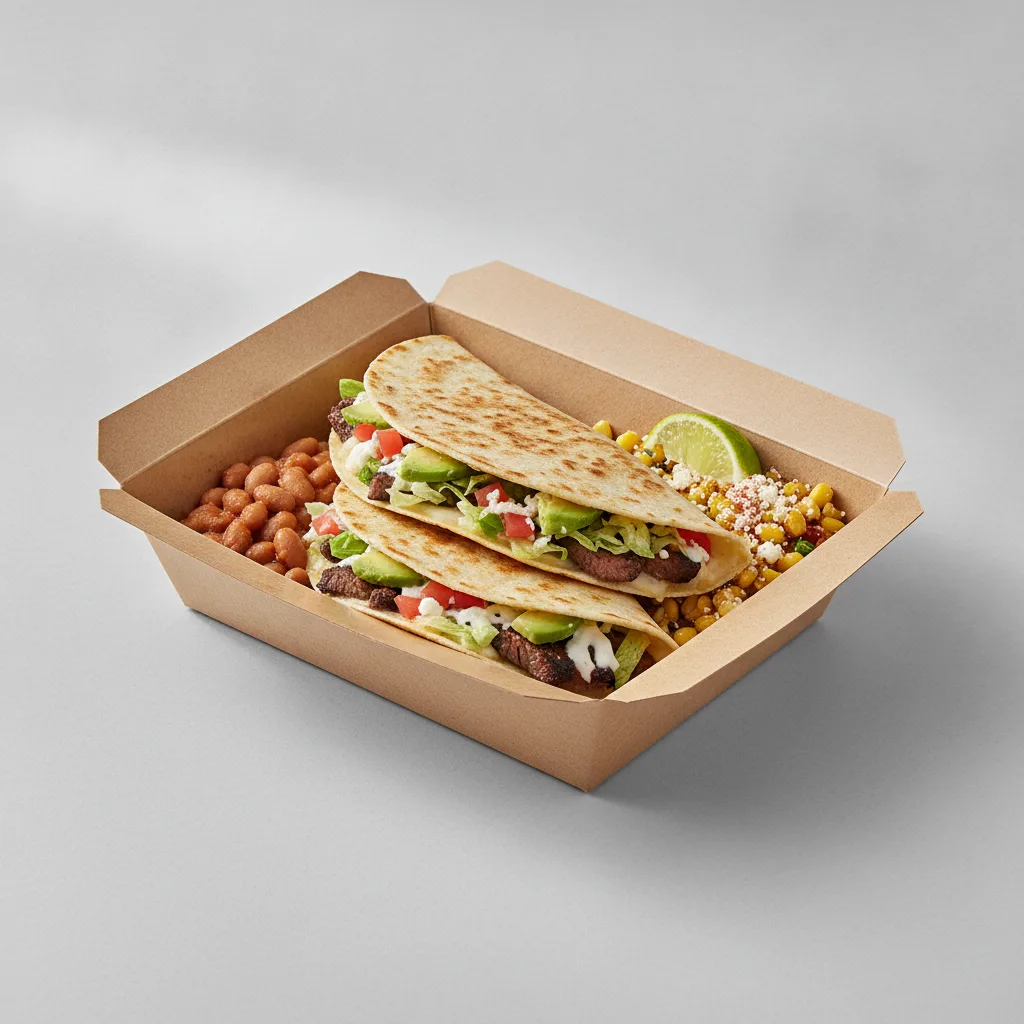 Quesadilla Box — Steak — Pinto Beans / Street Corn Salad Quesadilla Box — Steak — Pinto Beans / Street Corn Salad