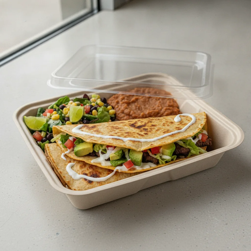 Quesadilla Box — Steak with Refried Beans / Mexican Salad Quesadilla Box — Steak with Refried Beans / Mexican Salad