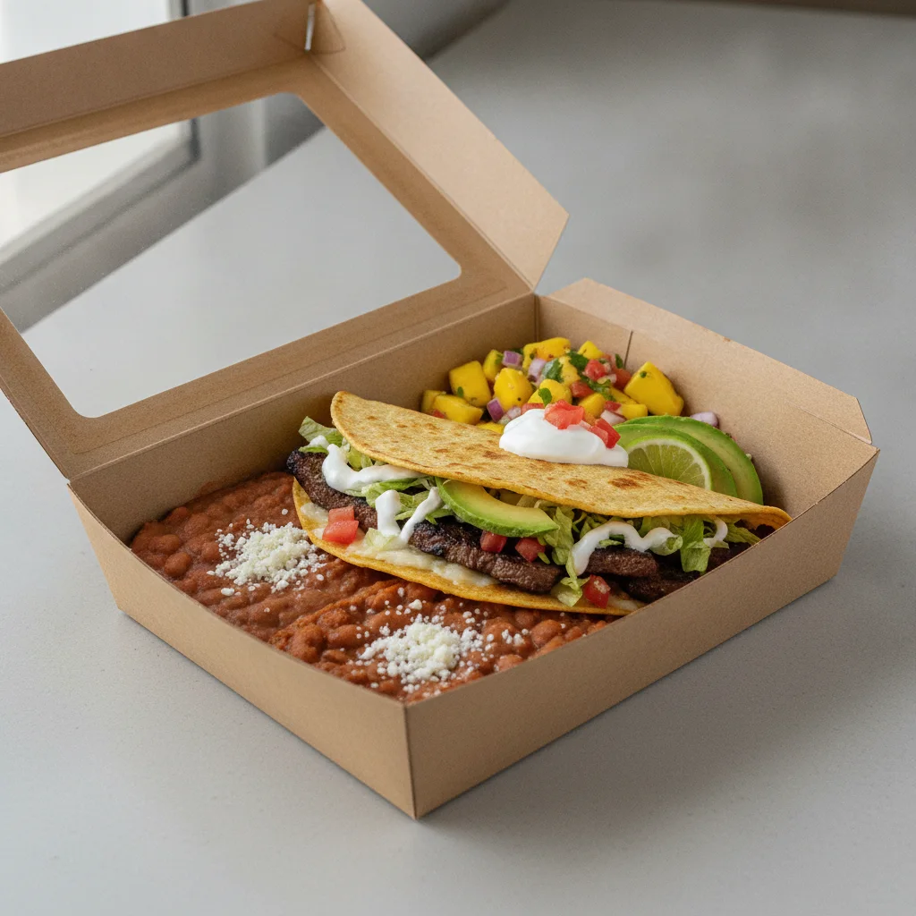 Quesadilla Box — Steak with Refried Beans / Mango Salad Quesadilla Box — Steak with Refried Beans / Mango Salad