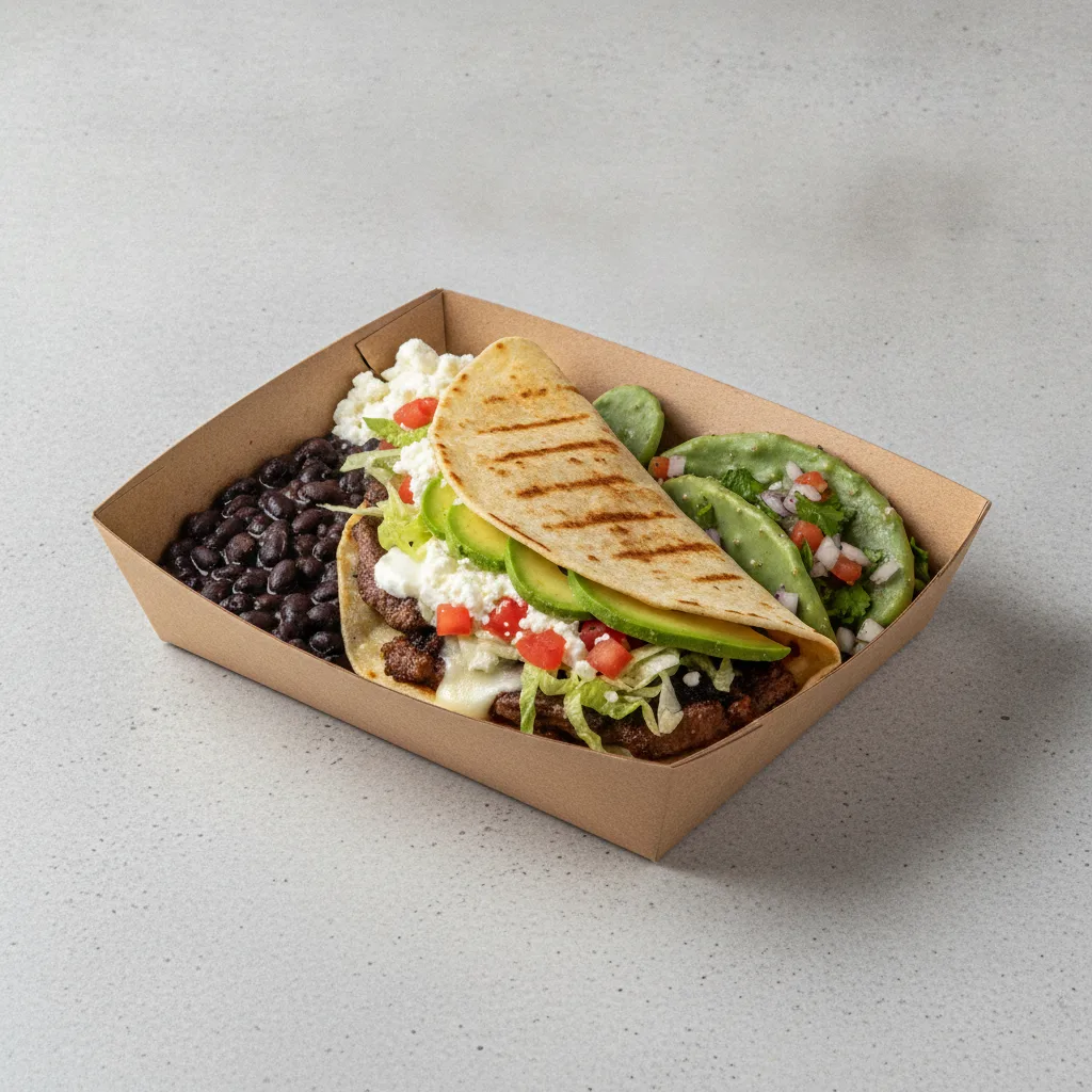 Quesadilla Box — Steak with Black Beans / Nopalitos Salad Quesadilla Box — Steak with Black Beans / Nopalitos Salad