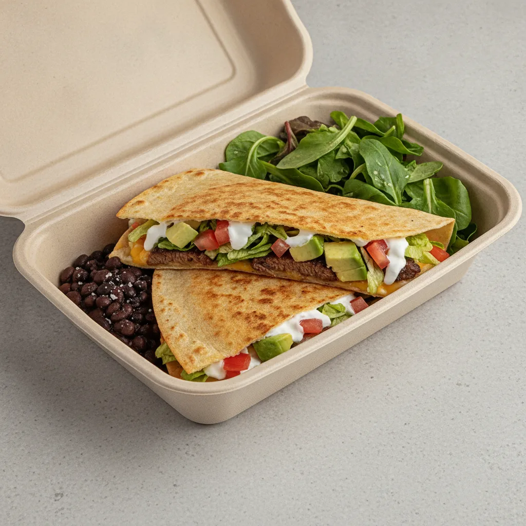 Quesadilla Box — Steak with Black Beans / Green Salad Quesadilla Box — Steak with Black Beans / Green Salad
