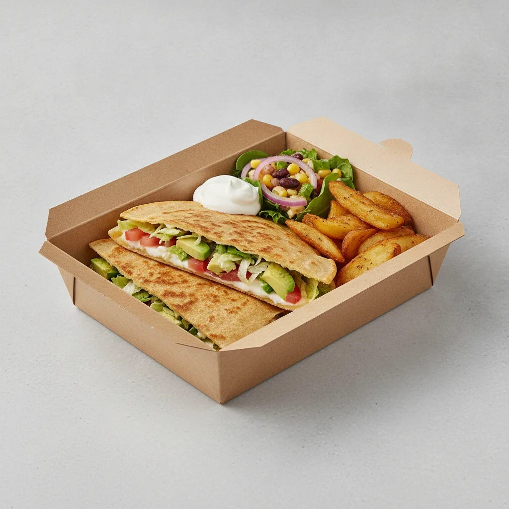 Quesadilla Box — Steak with Home Fries / Mexican Salad Quesadilla Box — Steak with Home Fries / Mexican Salad