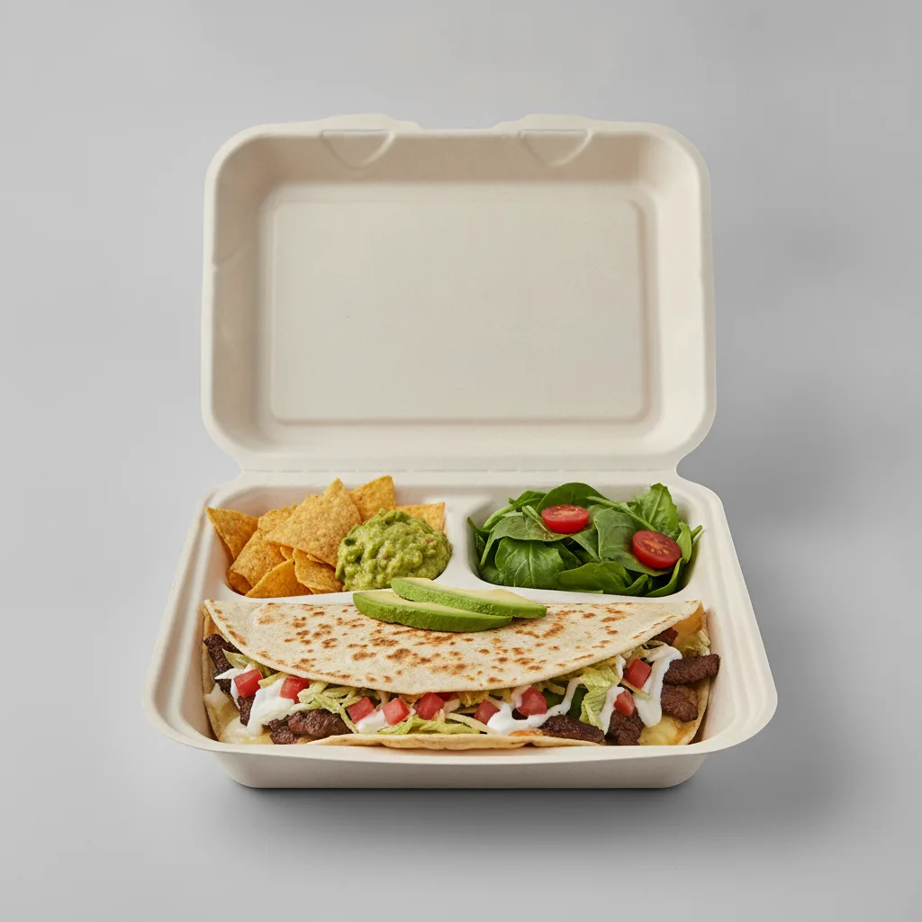Quesadilla Box — Steak with Guacamole and Chips / Green Salad Quesadilla Box — Steak with Guacamole and Chips / Green Salad