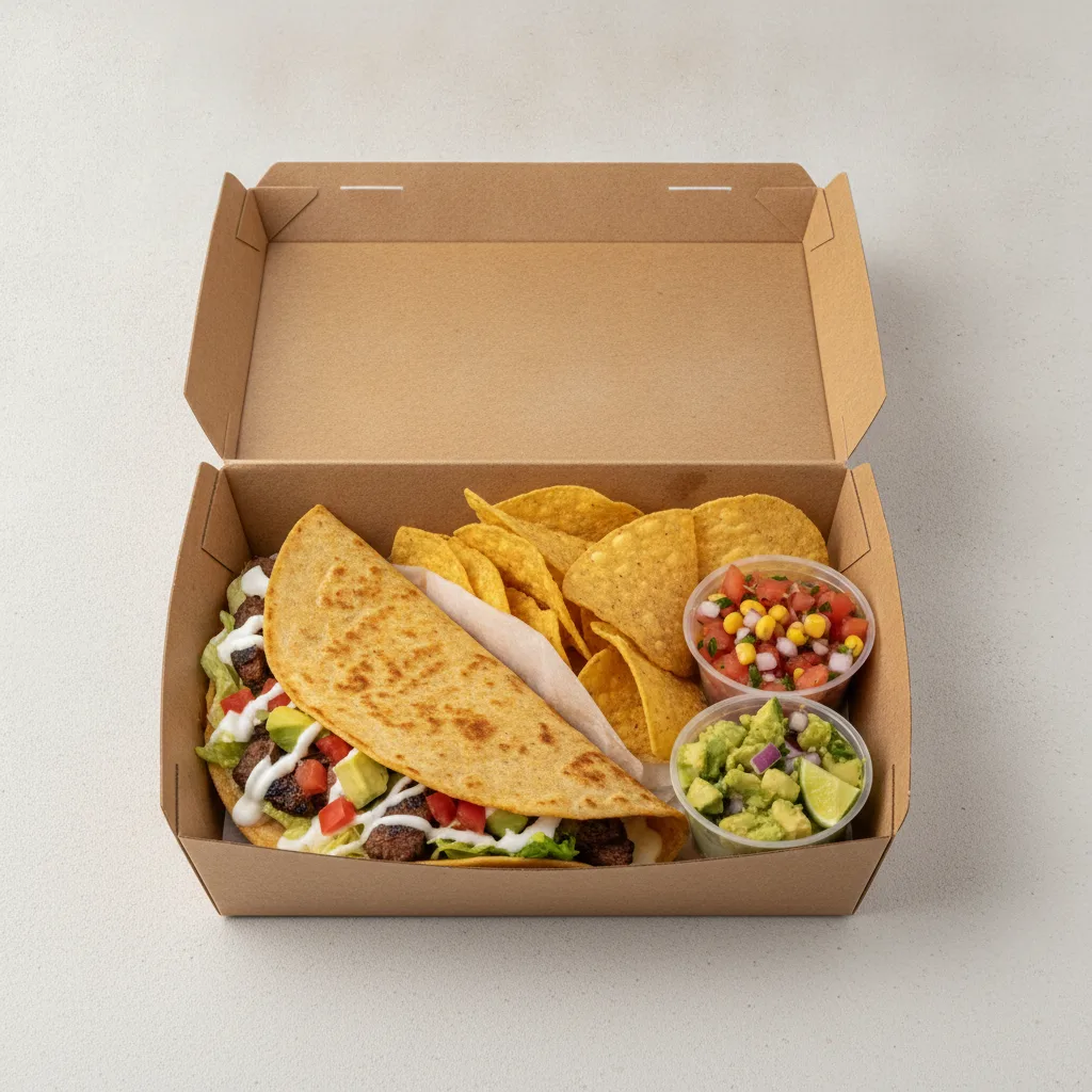 Quesadilla Box — Steak with Pico and Chips / Avocado Salad Quesadilla Box — Steak with Pico and Chips / Avocado Salad