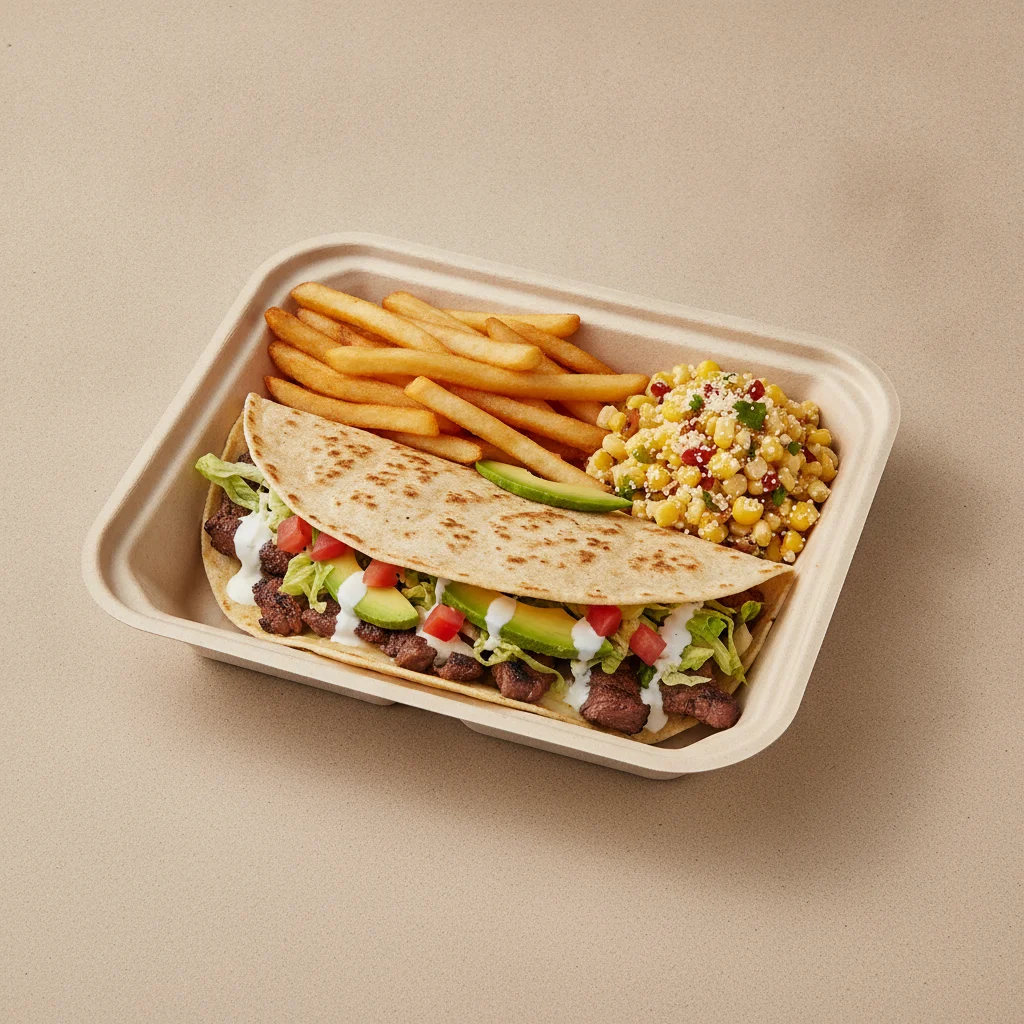 Quesadilla Box — Steak with French Fries / Street Corn Salad Quesadilla Box — Steak with French Fries / Street Corn Salad