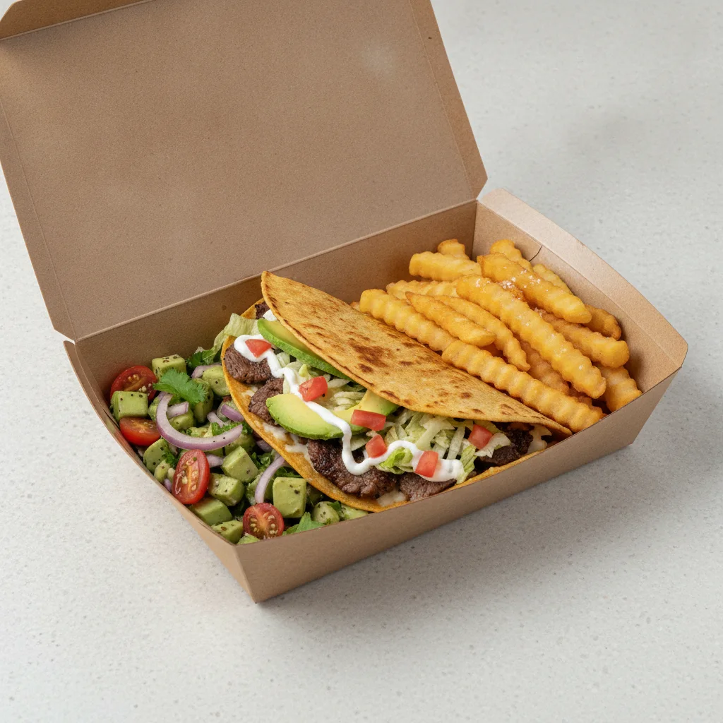 Quesadilla Box — Steak with French Fries / Nopalitos Salad Quesadilla Box — Steak with French Fries / Nopalitos Salad