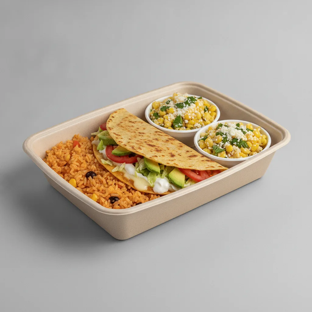 Quesadilla Box — Al Pastor — Mexican Rice / Street Corn Salad Quesadilla Box — Al Pastor — Mexican Rice / Street Corn Salad