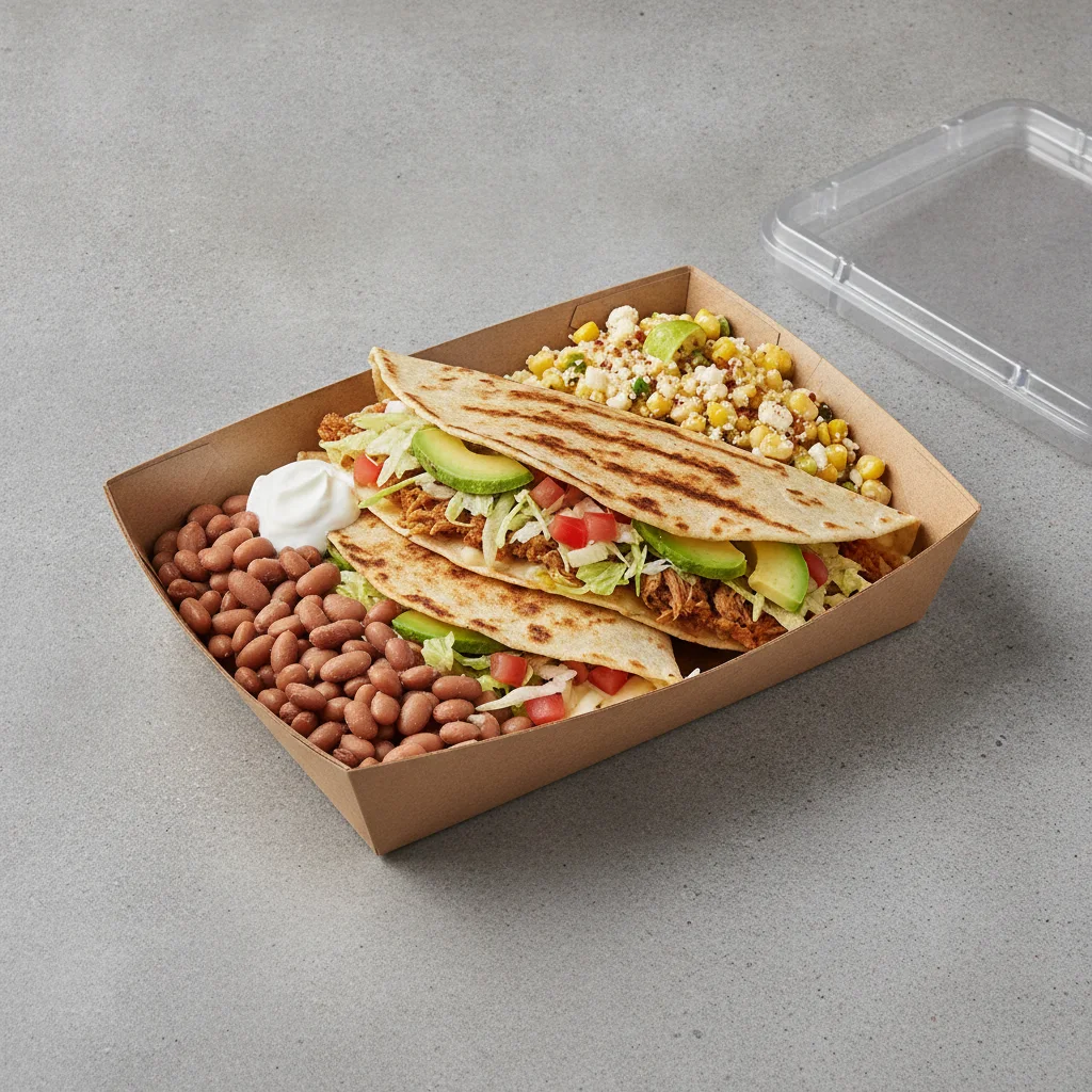 Quesadilla Box — Al Pastor — Pinto Beans / Street Corn Salad Quesadilla Box — Al Pastor — Pinto Beans / Street Corn Salad