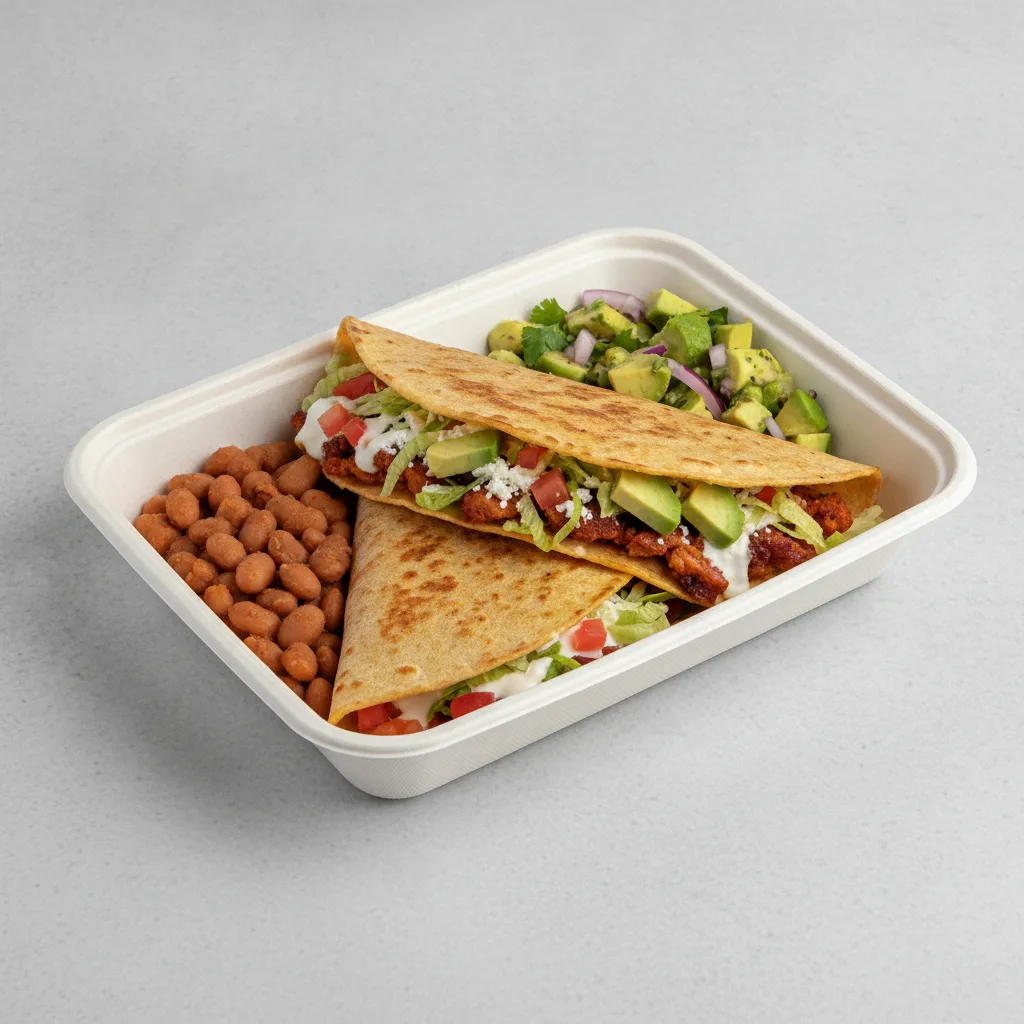 Quesadilla Box — Al Pastor — Pinto Beans / Avocado Salad Quesadilla Box — Al Pastor — Pinto Beans / Avocado Salad