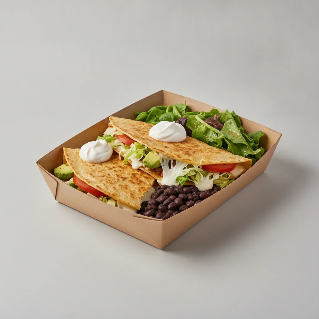 Quesadilla Box — Al Pastor with Black Beans / Green Salad Quesadilla Box — Al Pastor with Black Beans / Green Salad