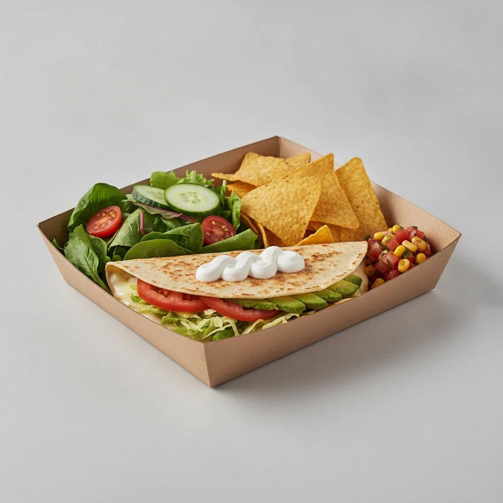 Quesadilla Box — Al Pastor with Pico and Chips / Green Salad Quesadilla Box — Al Pastor with Pico and Chips / Green Salad