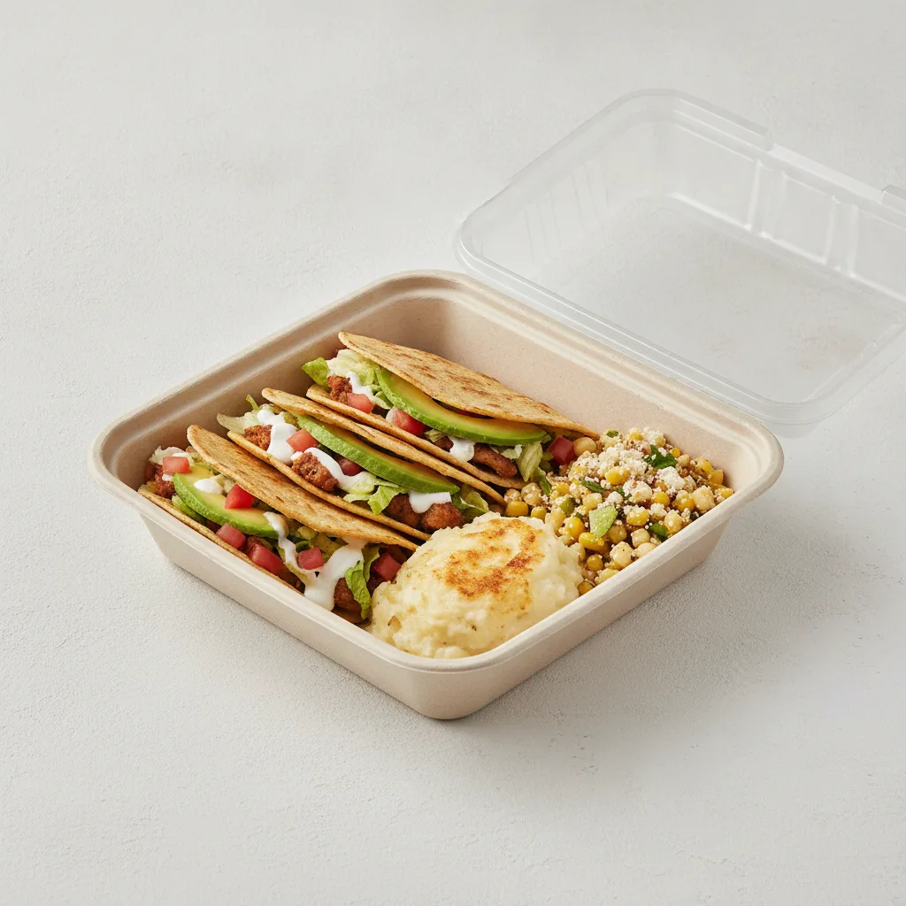 Quesadilla Box — Al Pastor with Mashed Potato / Street Corn Salad Quesadilla Box — Al Pastor with Mashed Potato / Street Corn Salad