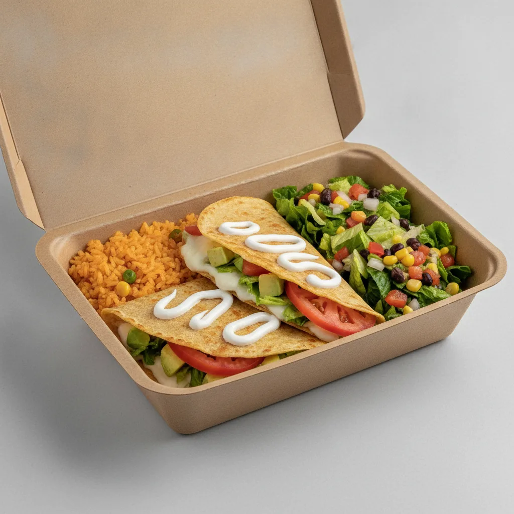 Quesadilla Box — Mix Veggies — Mexican Rice / Mexican Salad Quesadilla Box — Mix Veggies — Mexican Rice / Mexican Salad