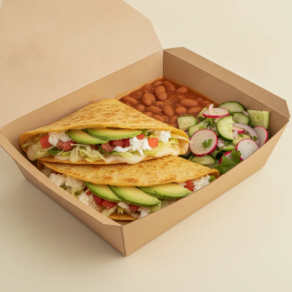 Quesadilla Box — Mix Veggies — Pinto Beans / Mexican Salad Quesadilla Box — Mix Veggies — Pinto Beans / Mexican Salad