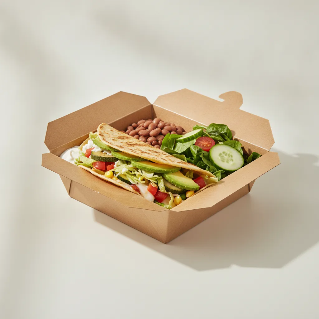 Quesadilla Box — Mix Veggies — Pinto Beans / Green Salad Quesadilla Box — Mix Veggies — Pinto Beans / Green Salad