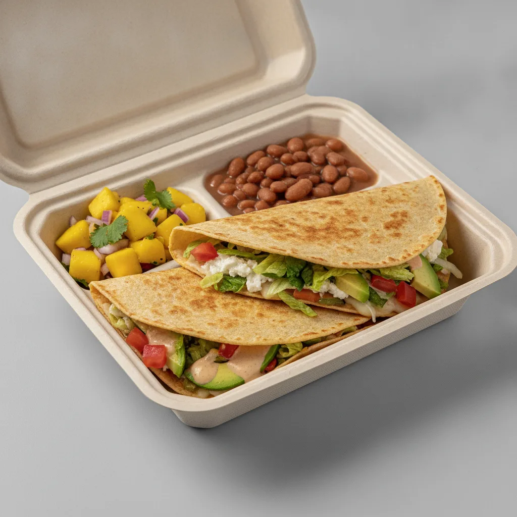 Quesadilla Box — Mix Veggies — Pinto Beans / Mango Salad Quesadilla Box — Mix Veggies — Pinto Beans / Mango Salad