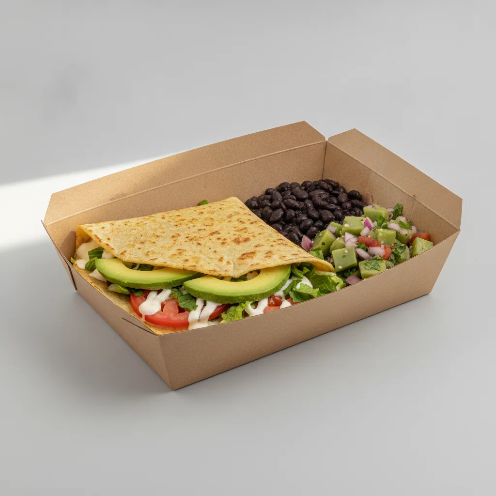 Quesadilla Box — Mix Veggies with Black Beans / Nopalitos Salad Quesadilla Box — Mix Veggies with Black Beans / Nopalitos Salad