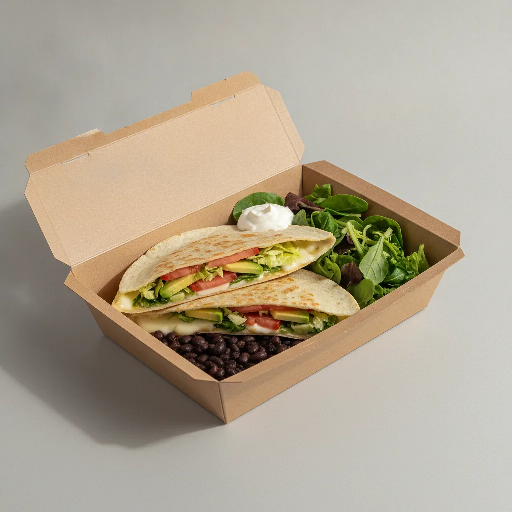 Quesadilla Box — Mix Veggies with Black Beans / Green Salad Quesadilla Box — Mix Veggies with Black Beans / Green Salad