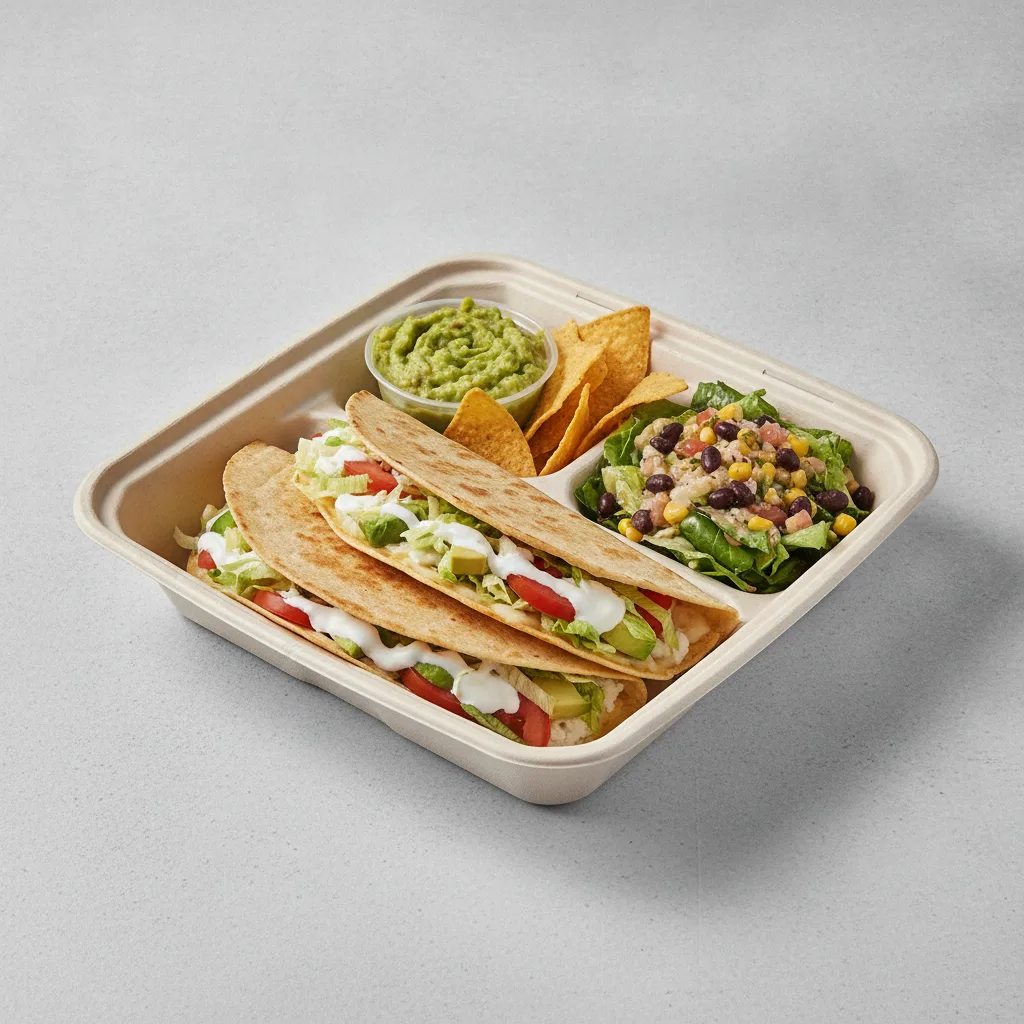 Quesadilla Box — Mix Veggies with Guacamole and Chips / Mexican Salad Quesadilla Box — Mix Veggies with Guacamole and Chips / Mexican Salad