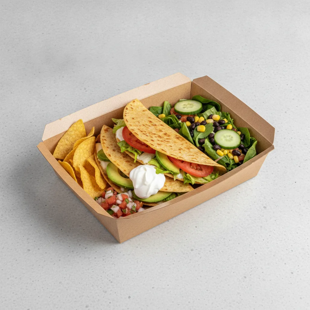 Quesadilla Box — Mix Veggies with Pico and Chips / Mexican Salad Quesadilla Box — Mix Veggies with Pico and Chips / Mexican Salad
