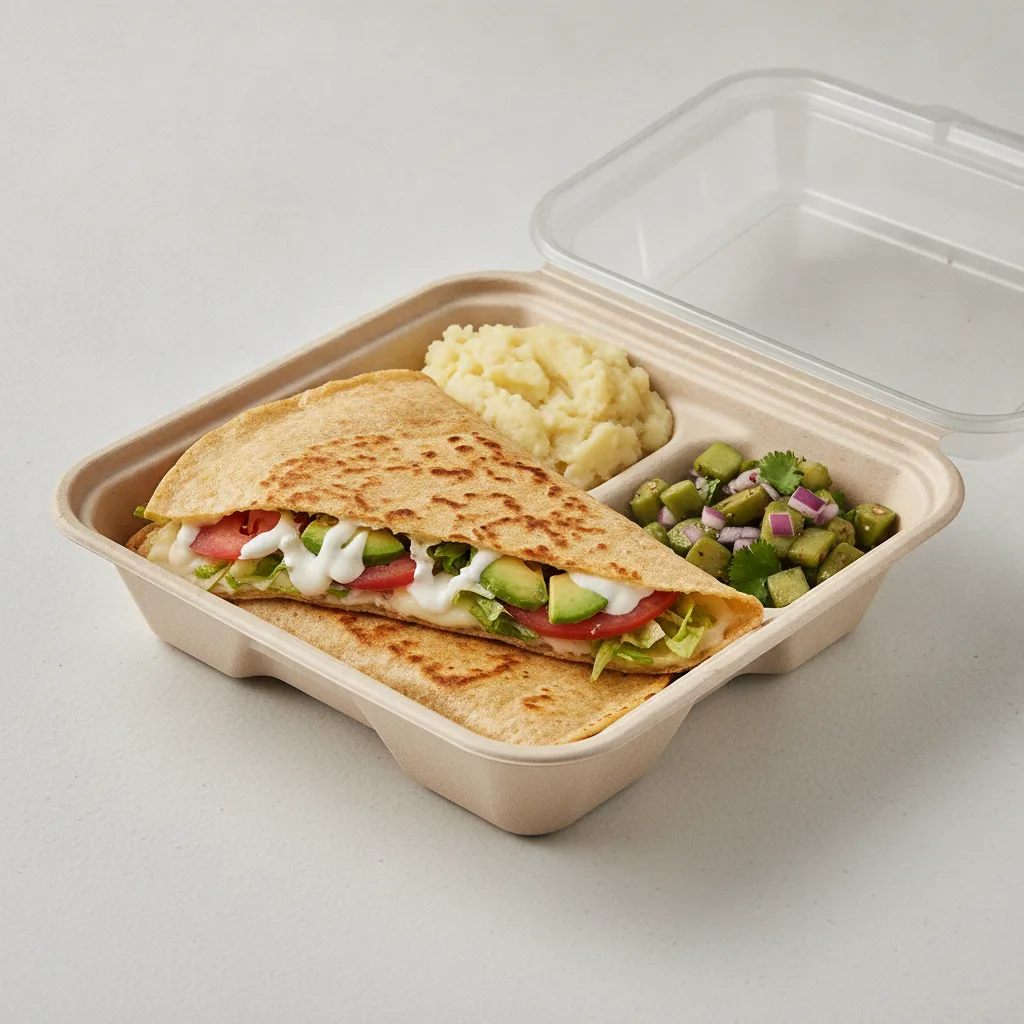 Quesadilla Box — Mix Veggies with Mashed Potato / Nopalitos Salad Quesadilla Box — Mix Veggies with Mashed Potato / Nopalitos Salad