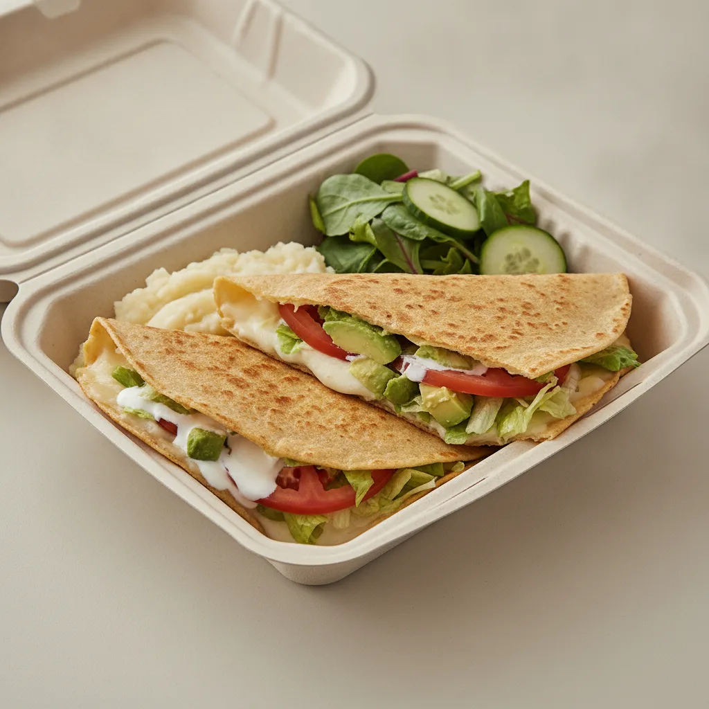 Quesadilla Box — Mix Veggies with Mashed Potato / Green Salad Quesadilla Box — Mix Veggies with Mashed Potato / Green Salad