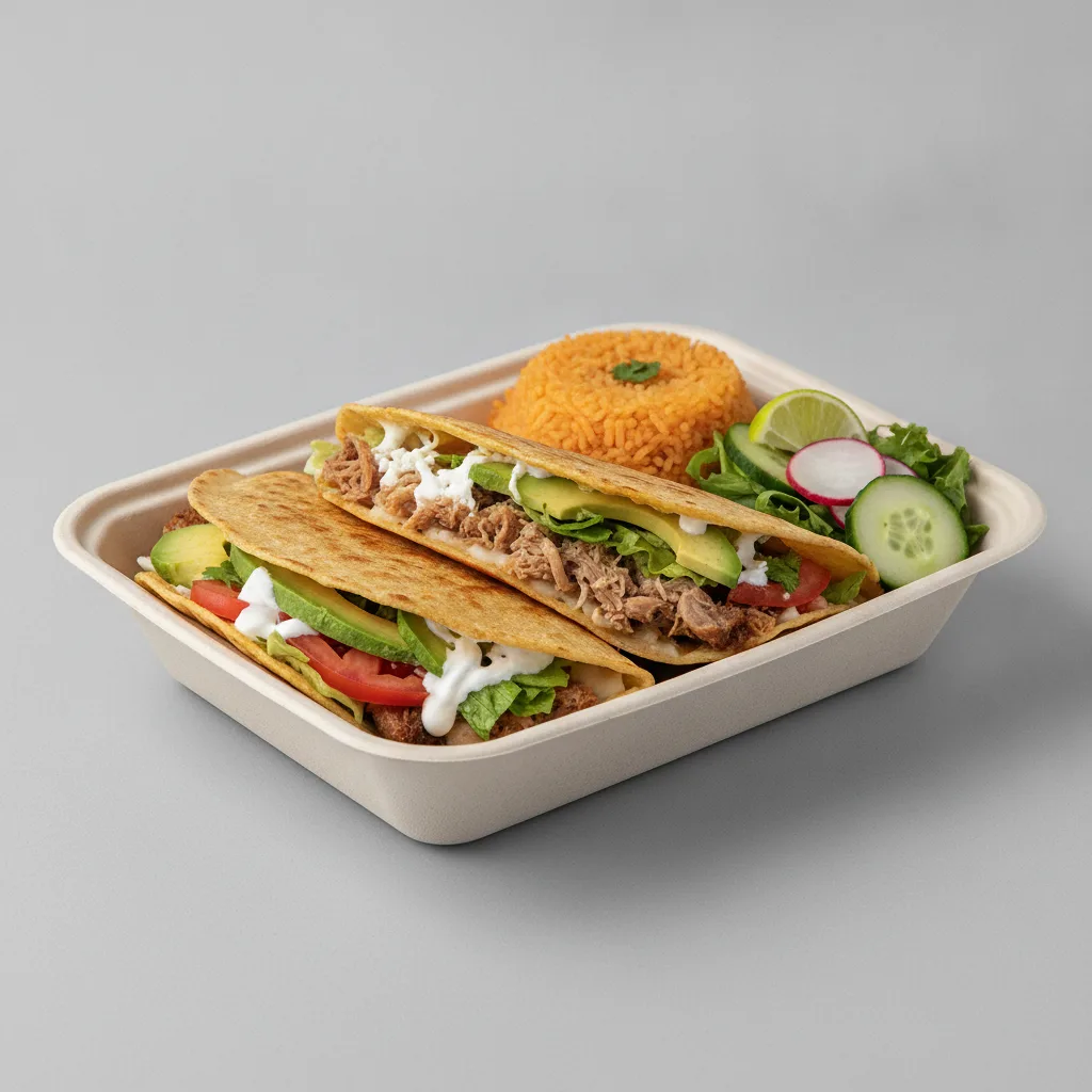Quesadilla Box — Carnitas — Mexican Rice / Mexican Salad Quesadilla Box — Carnitas — Mexican Rice / Mexican Salad