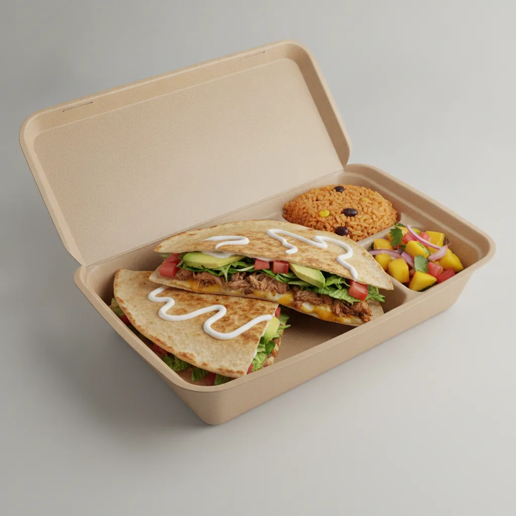 Quesadilla Box — Carnitas — Mexican Rice / Mango Salad Quesadilla Box — Carnitas — Mexican Rice / Mango Salad