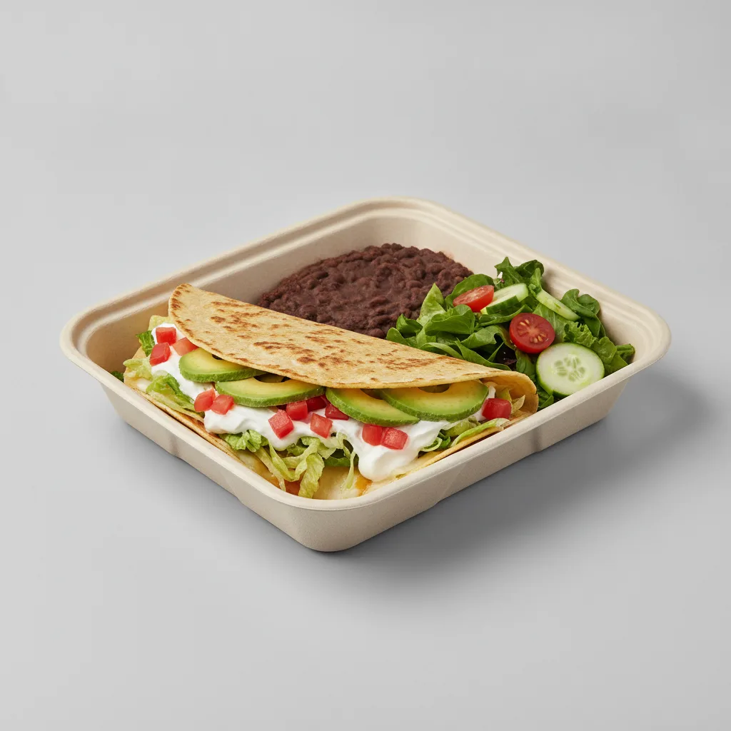 Quesadilla Box — Carnitas with Refried Beans / Green Salad Quesadilla Box — Carnitas with Refried Beans / Green Salad