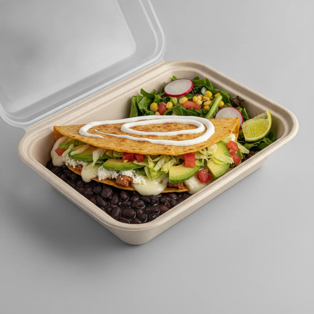 Quesadilla Box — Carnitas with Black Beans / Mexican Salad Quesadilla Box — Carnitas with Black Beans / Mexican Salad