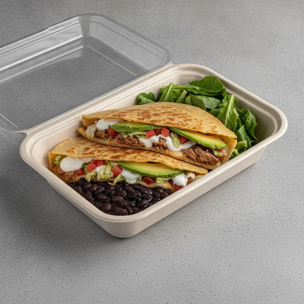 Quesadilla Box — Carnitas with Black Beans / Green Salad Quesadilla Box — Carnitas with Black Beans / Green Salad