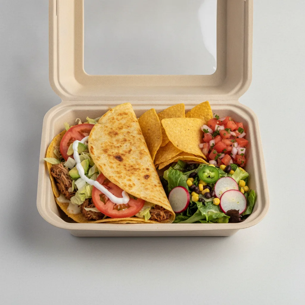 Quesadilla Box — Carnitas with Pico and Chips / Mexican Salad Quesadilla Box — Carnitas with Pico and Chips / Mexican Salad