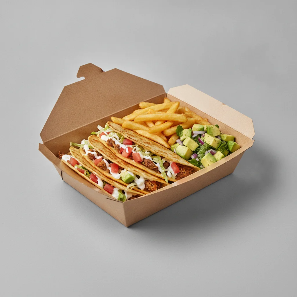 Quesadilla Box — Carnitas with French Fries / Avocado Salad Quesadilla Box — Carnitas with French Fries / Avocado Salad