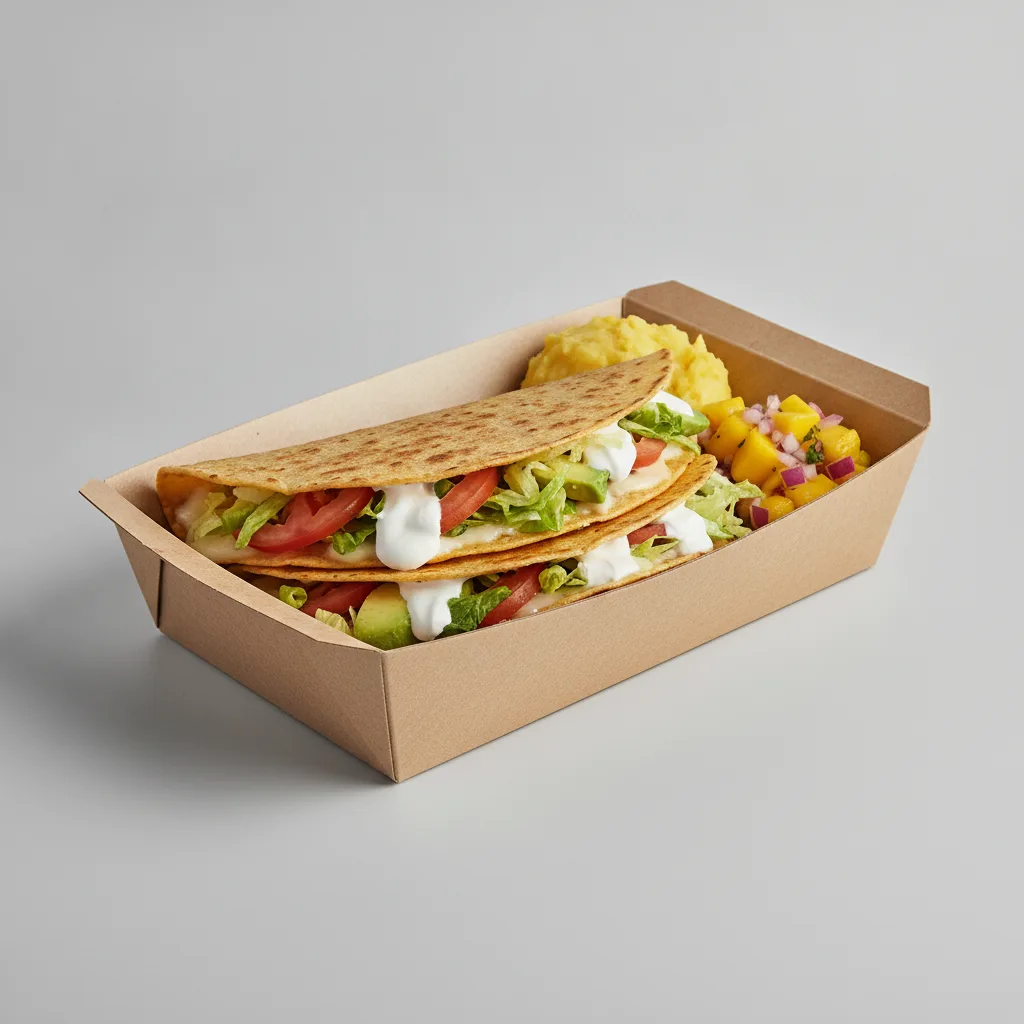 Quesadilla Box — Carnitas with Mashed Potato / Mango Salad Quesadilla Box — Carnitas with Mashed Potato / Mango Salad