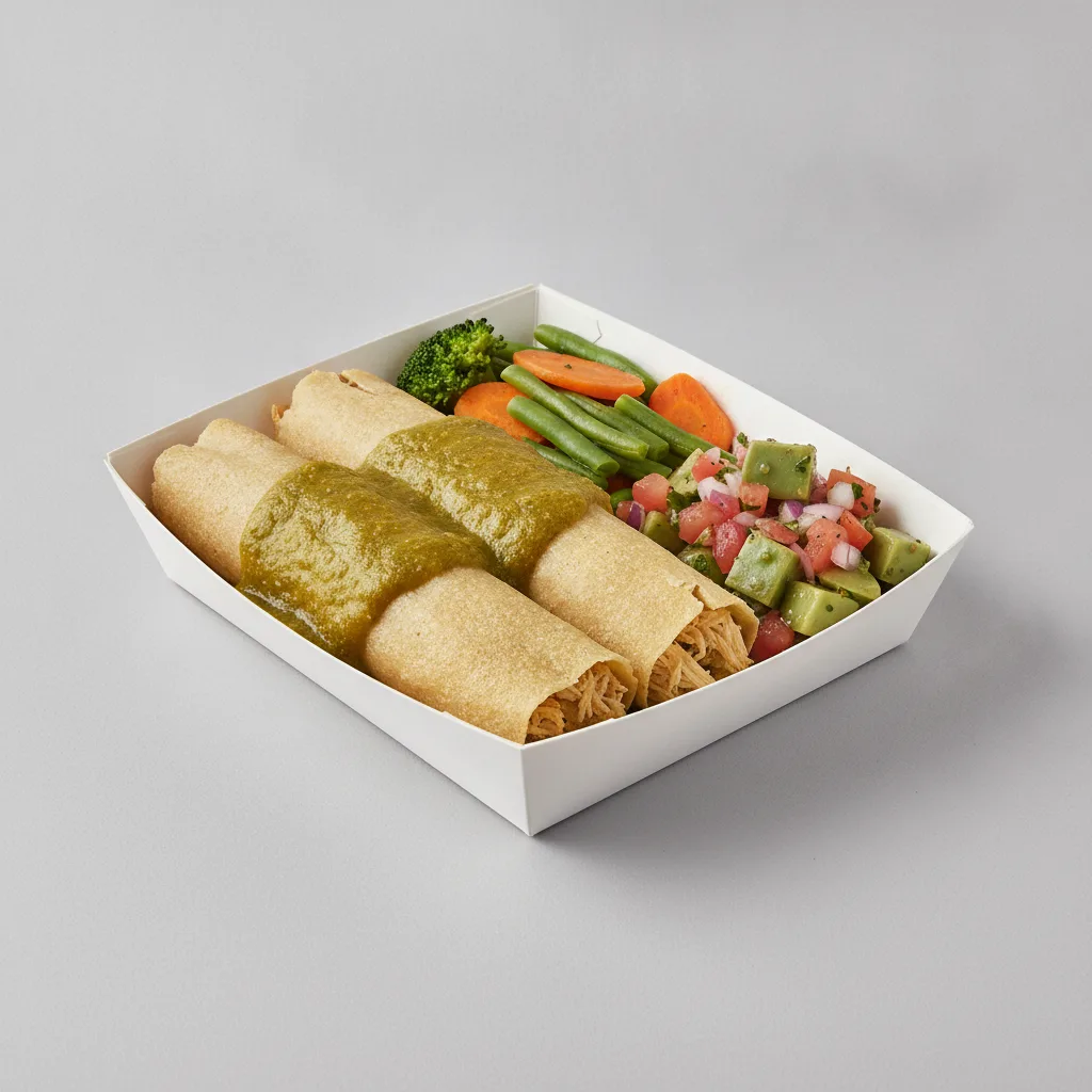 Tamales Box — Chicken Green Salsa — Steamed Veggies / Nopalitos Salad Tamales Box — Chicken Green Salsa — Steamed Veggies / Nopalitos Salad