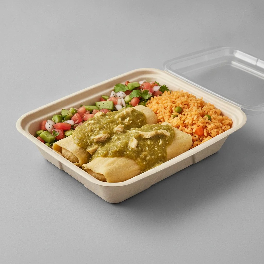 Tamales Box — Chicken Green Salsa — Mexican Rice / Nopalitos Salad Tamales Box — Chicken Green Salsa — Mexican Rice / Nopalitos Salad