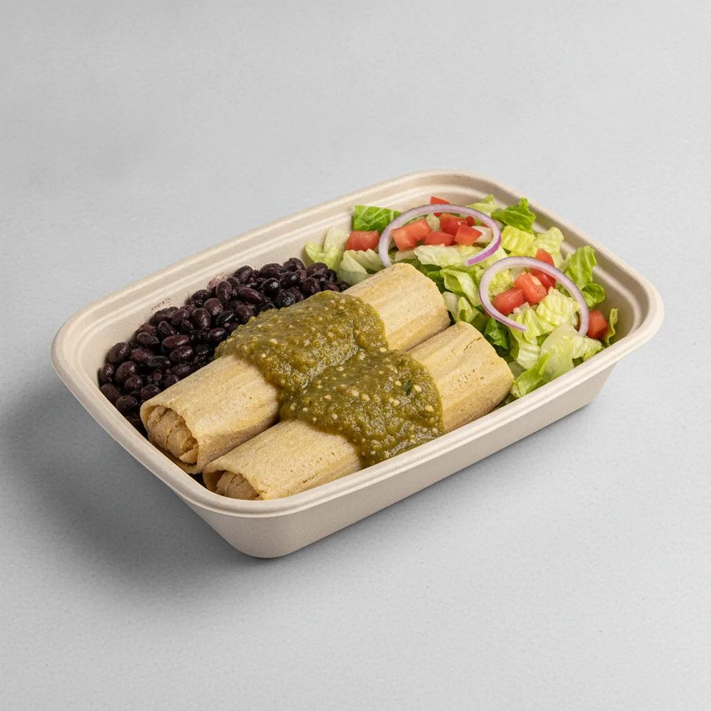 Tamales Box — Chicken Green Salsa with Black Beans / Mexican Salad Tamales Box — Chicken Green Salsa with Black Beans / Mexican Salad