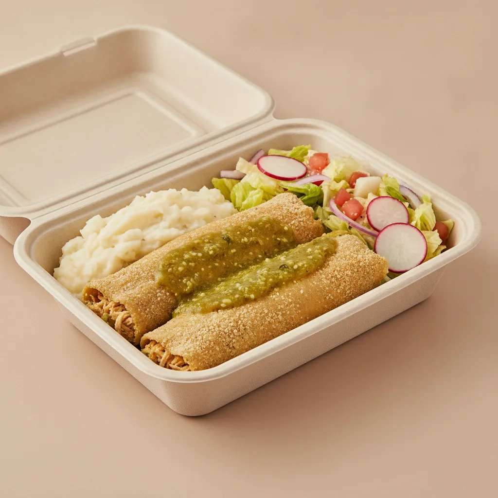 Tamales Box — Chicken Green Salsa with Mashed Potato / Mexican Salad Tamales Box — Chicken Green Salsa with Mashed Potato / Mexican Salad