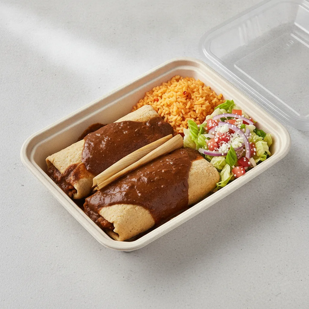 Tamales Box — Chicken Mole — Mexican Rice / Mexican Salad Tamales Box — Chicken Mole — Mexican Rice / Mexican Salad