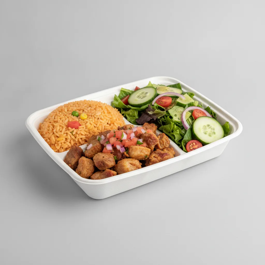 Carnitas Boxed Lunch — Mexican Rice / Mexican House Salad Carnitas Boxed Lunch — Mexican Rice / Mexican House Salad