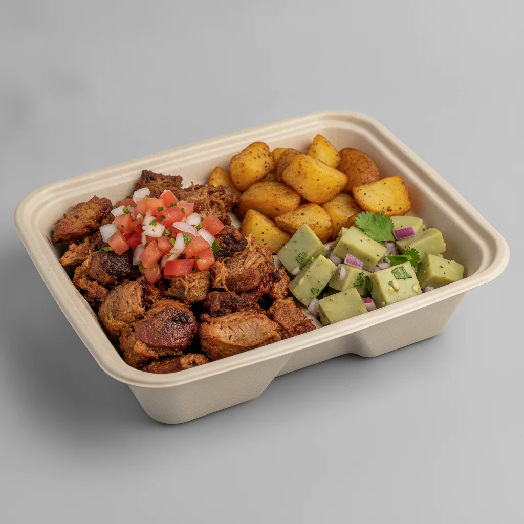 Carnitas Boxed Lunch — Home Fries / Nopalitos Salad Carnitas Boxed Lunch — Home Fries / Nopalitos Salad