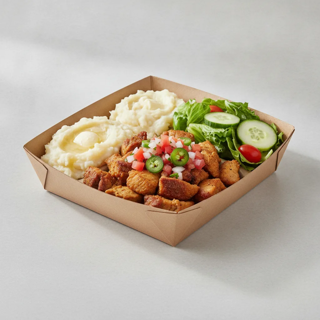 Carnitas Boxed Lunch — Mashed Potato / Green Salad Carnitas Boxed Lunch — Mashed Potato / Green Salad