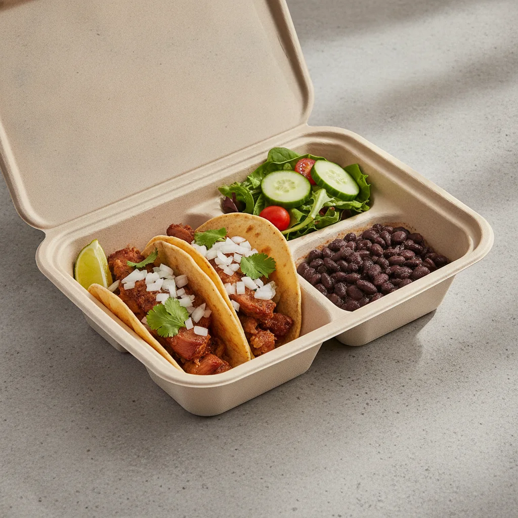 2 Tacos Boxed Lunch — Carnitas with Black Beans / Green Salad 2 Tacos Boxed Lunch — Carnitas with Black Beans / Green Salad
