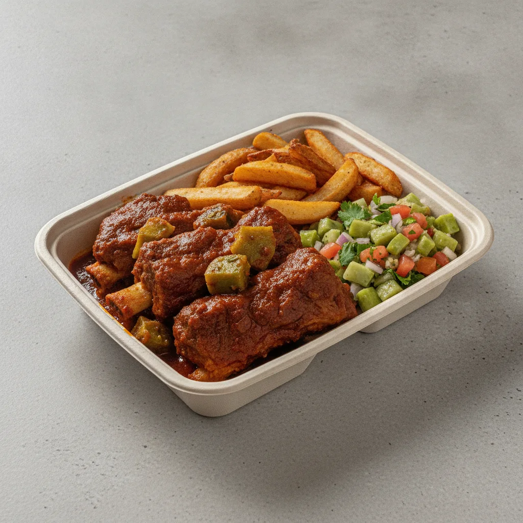 Costilla de Adobo Boxed Lunch — Home Fries / Nopalitos Salad Costilla de Adobo Boxed Lunch — Home Fries / Nopalitos Salad