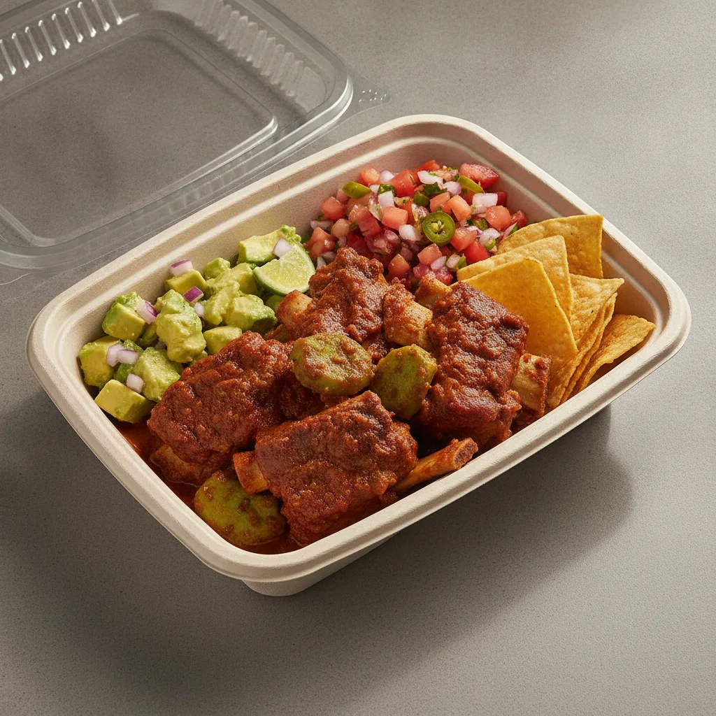 Costilla de Adobo Boxed Lunch with Pico and Chips / Avocado Salad Costilla de Adobo Boxed Lunch with Pico and Chips / Avocado Salad