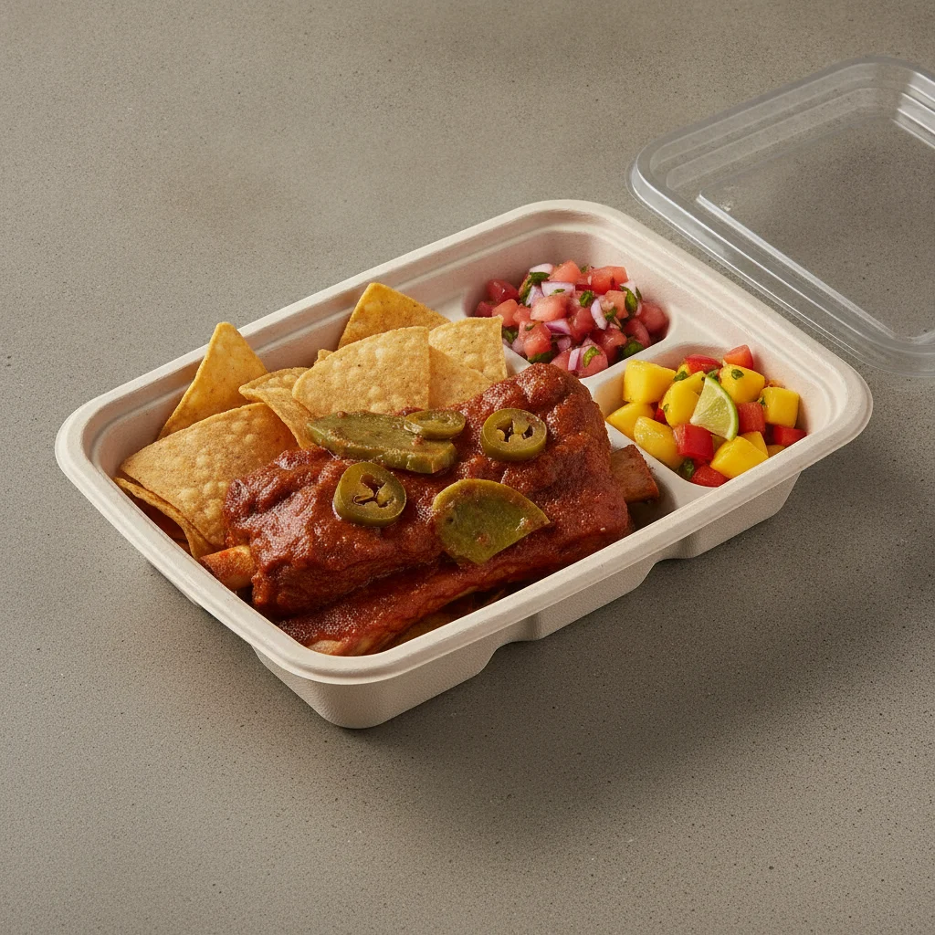 Costilla de Adobo Boxed Lunch with Pico and Chips / Mango Salad Costilla de Adobo Boxed Lunch with Pico and Chips / Mango Salad