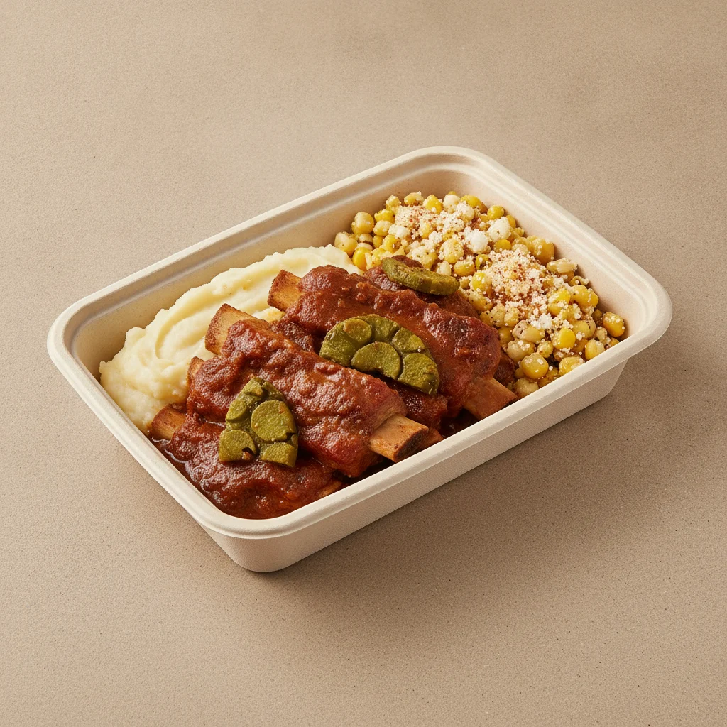 Costilla de Adobo Boxed Lunch with Mashed Potato / Street Corn Salad Costilla de Adobo Boxed Lunch with Mashed Potato / Street Corn Salad