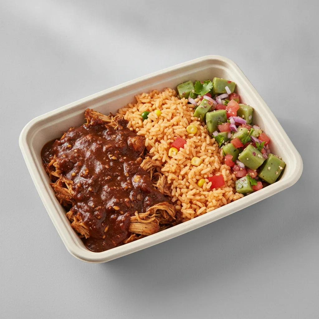 Mole Boxed Lunch with Mexican Rice / Nopalitos Salad Mole Boxed Lunch with Mexican Rice / Nopalitos Salad