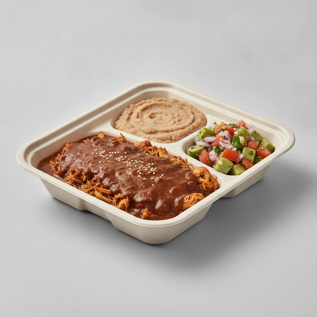 Mole Boxed Lunch with Refried Pinto Beans / Nopalitos Salad Mole Boxed Lunch with Refried Pinto Beans / Nopalitos Salad