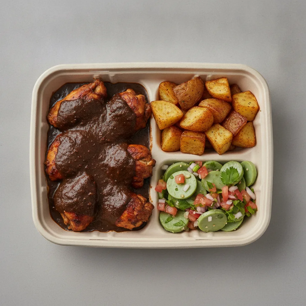 Mole Boxed Lunch — Home Fries / Nopalitos Salad Mole Boxed Lunch — Home Fries / Nopalitos Salad